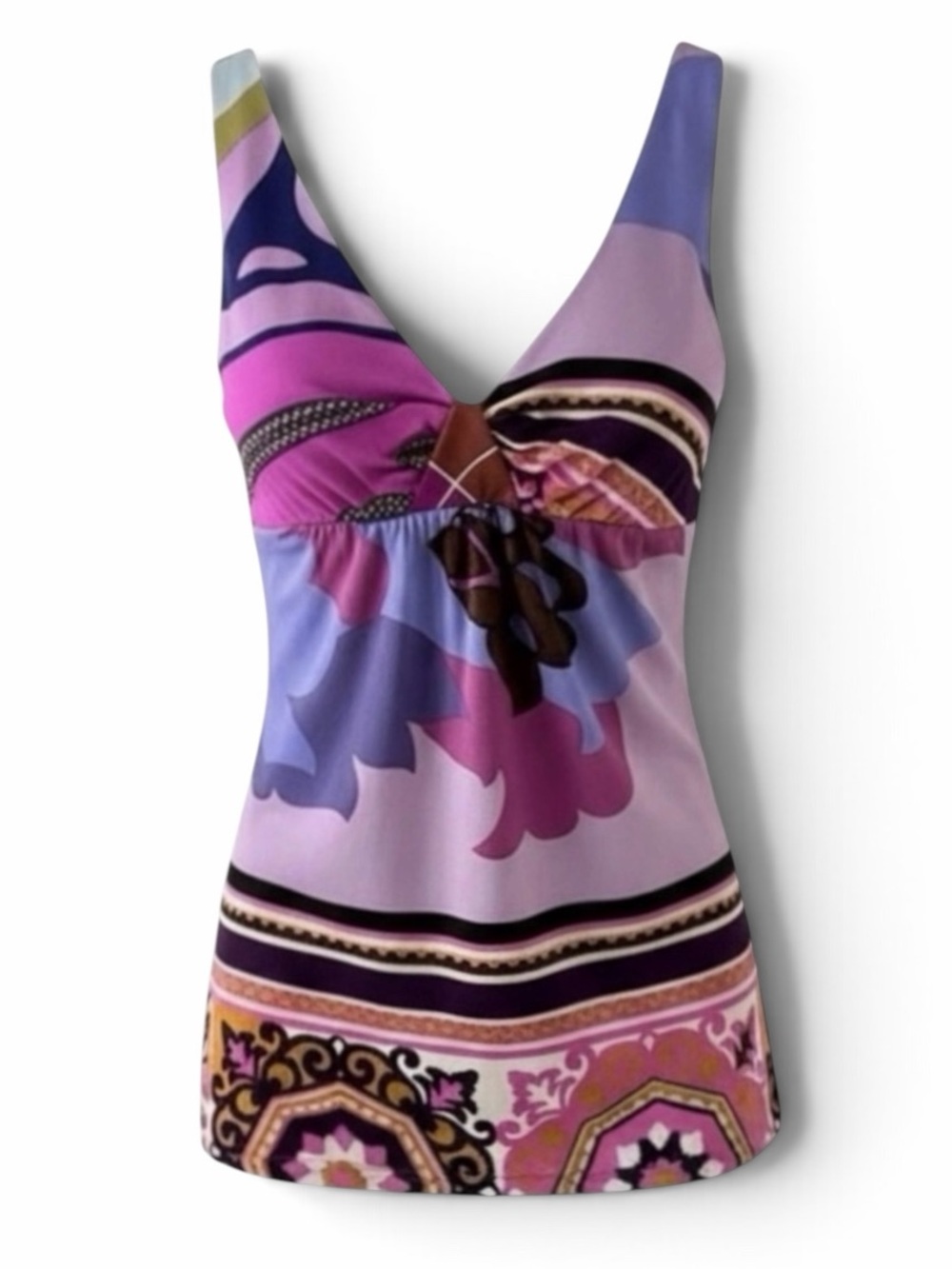 Alice & Trixie Vibrant Abstract Print Sleeveless V-Neck Silk Top Size Medium
